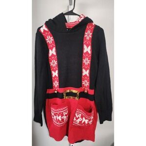 Disney Parks Minnie Mouse Christmas Holiday Sweater ELF hood Size MEDIUM